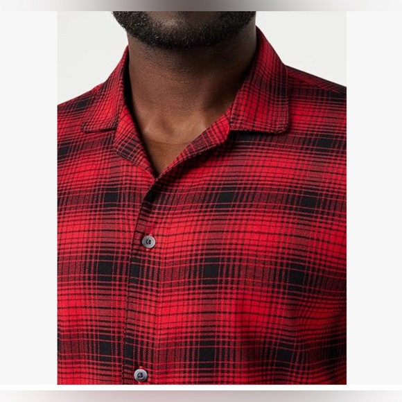 CALVIN KLEIN SLEEPWEAR  MEN’S COTTON JACKET SHADOW PLAID_EXACT RED LONG SLEEVE M - Picture 4 of 11